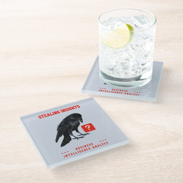 Crow Business Intelligence Analyst Glass Coaster (Angled)