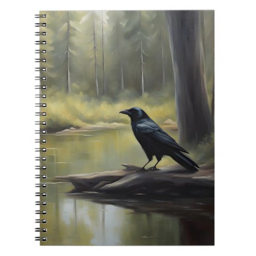 Crow by Lake in Forest Notebook