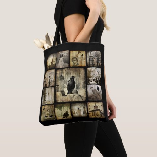 Crow Collage Art Tote Bag
