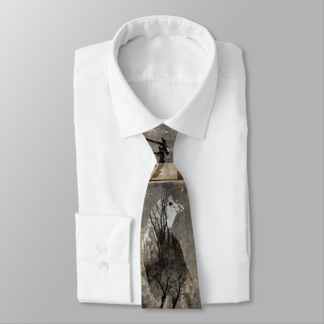 Crow Damask In Vintage Neck Tie (Tied)