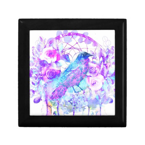 Crow Dreamcatcher Blue Purple Floral Gift Box