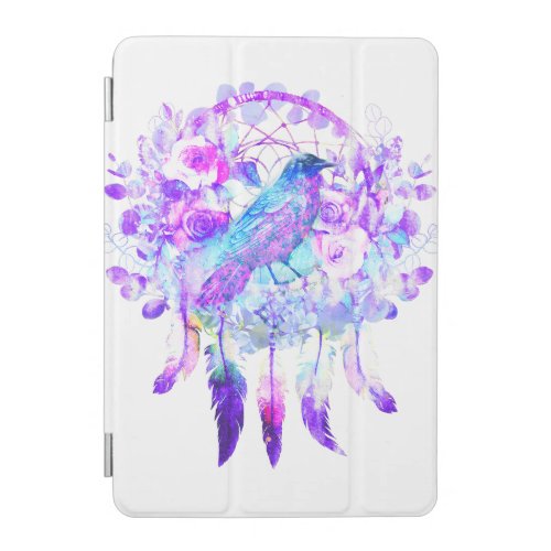 Crow Dreamcatcher Blue Purple Floral iPad Mini Cover