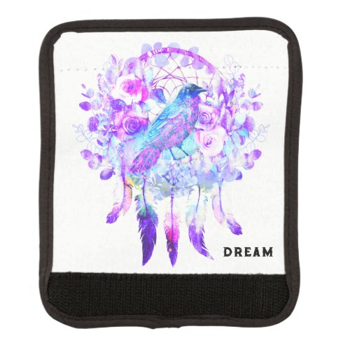 Crow Dreamcatcher Blue Purple Floral Luggage Handle Wrap