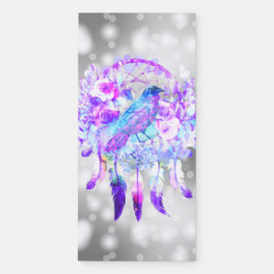 Crow Dreamcatcher Blue Purple Floral Magnetic Notepad