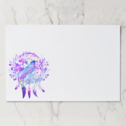 Crow Dreamcatcher Blue Purple Floral Paper Pad