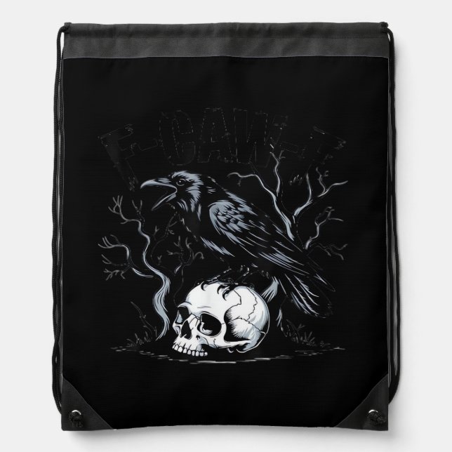 Crow, F-Caw-F Bird Moon Gothic Adult Humor Drawstring Bag (Front)