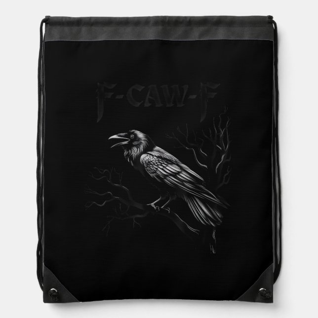 Crow, F-Caw-F Bird Retro Classic Drawstring Bag (Front)