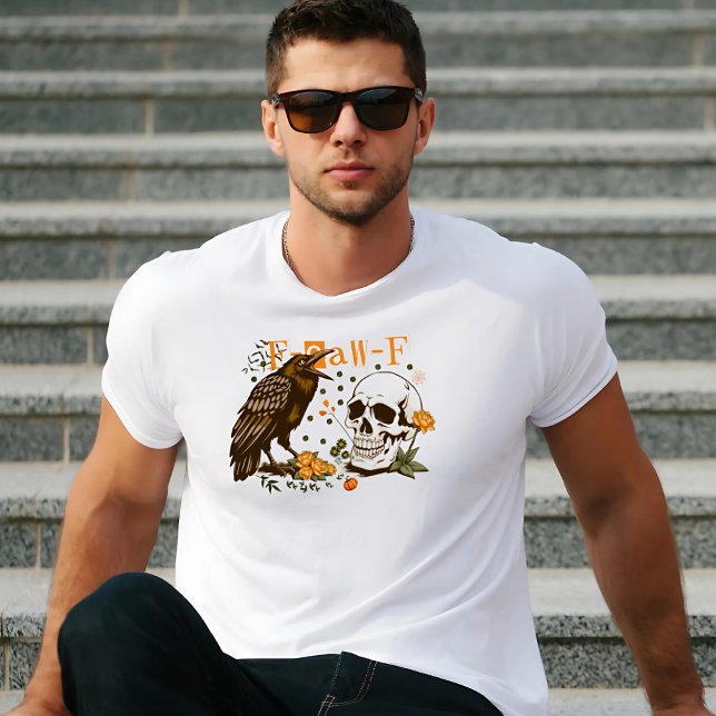  Crow F Caw F Black Bird Skull Floral Halloween T-Shirt (Creator Uploaded)