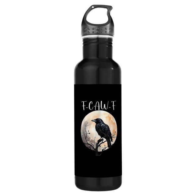 Crow F-Caw-F Funny Bird Aesthetic Casual Stainless Steel Water Bottle (Front)