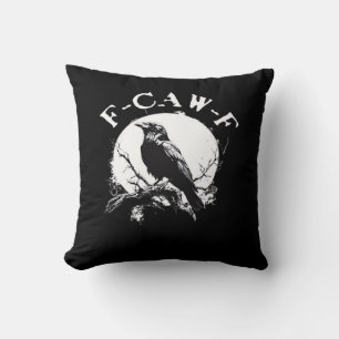 Crow F-Caw-F Funny Bird Aesthetic Casual Throw Pillow
