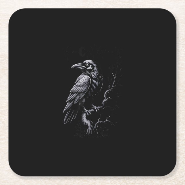 Crow, F-Caw-F Funny Bird Classic Cool Square Paper Coaster (Front)