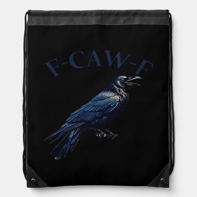 Crow, F-Caw-F Funny Bird Creative Casual Drawstring Bag (Front)