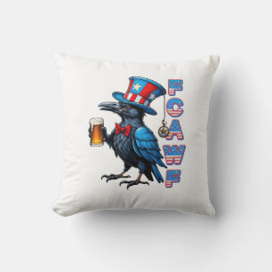 Crow, F-Caw-F Funny Bird Creative Casual Throw Pillow