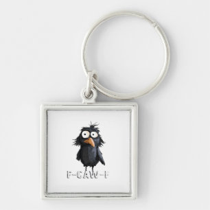 Crow, F-Caw-F Funny Bird F-Caw-F Cow Humor Meme Keychain