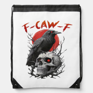 Crow, F-Caw-F Funny Bird F-Caw-F Moon Gothic Adult Drawstring Bag