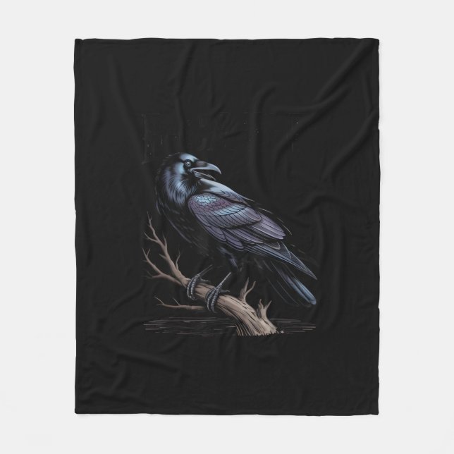 Crow, F-Caw-F Funny Bird Funny Quote Fleece Blanket (Front)