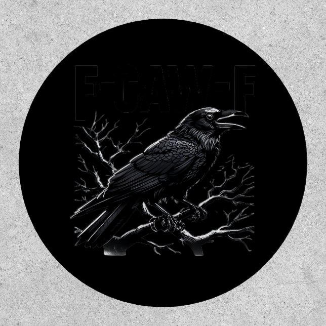 Crow, F-Caw-F Funny Bird Minimal Clean Patch (Front)