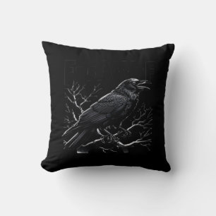 Crow, F-Caw-F Funny Bird Minimal Clean Throw Pillow