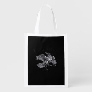 Crow, F-Caw-F Funny Bird Moon Gothic Adult Humor C Grocery Bag