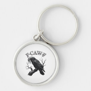 Crow, F-Caw-F Funny Bird Moon Gothic Adult Humor C Keychain