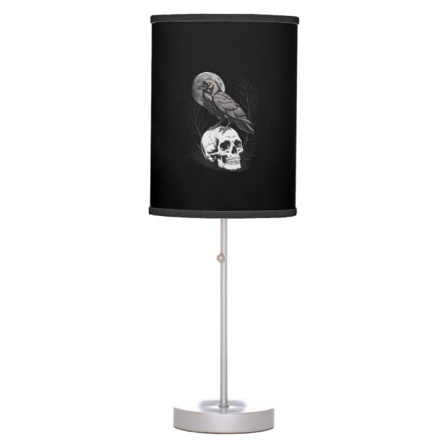 Crow, F-Caw-F Funny Bird Moon Gothic Adult Humor C Table Lamp (Front)