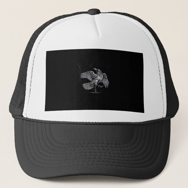 Crow, F-Caw-F Funny Bird Moon Gothic Adult Humor C Trucker Hat (Front)