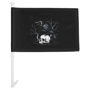 Crow, F-Caw-F Funny Bird Moon Gothic Adult Humor Car Flag