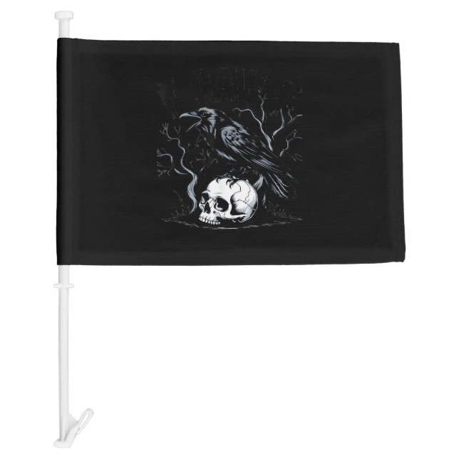 Crow, F-Caw-F Funny Bird Moon Gothic Adult Humor Car Flag (Front)