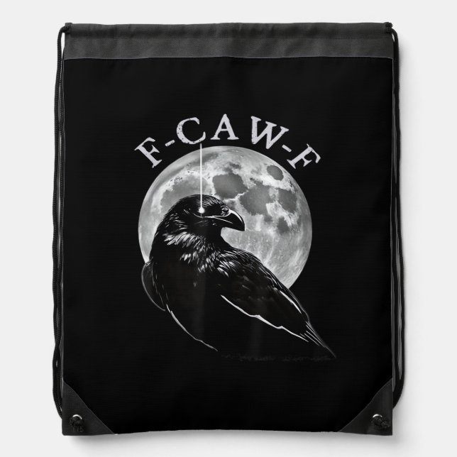 Crow F-Caw-F Funny Bird Moon Gothic Adult Humor Cr Drawstring Bag (Front)