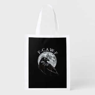 Crow F-Caw-F Funny Bird Moon Gothic Adult Humor Cr Grocery Bag