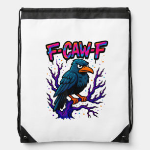 Crow, F-Caw-F Funny Bird Moon Gothic Adult Humor M Drawstring Bag