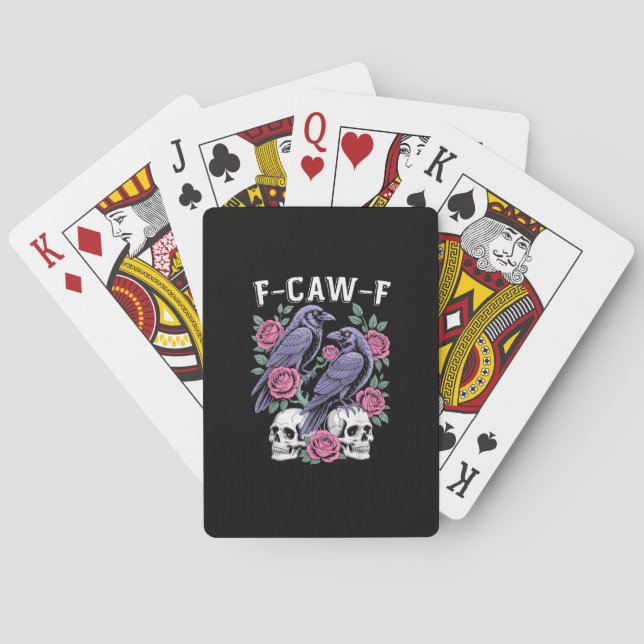 Crow F-Caw-F Funny Bird Moon Gothic Adult Humor Mi Poker Cards (Back)