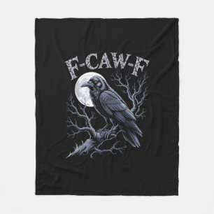 Crow F-Caw-F Funny Bird Moon Gothic Adult Humor Re Fleece Blanket