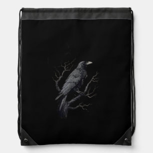 Crow, F-Caw-F Funny Bird Moon Gothic Adult Humor T Drawstring Bag