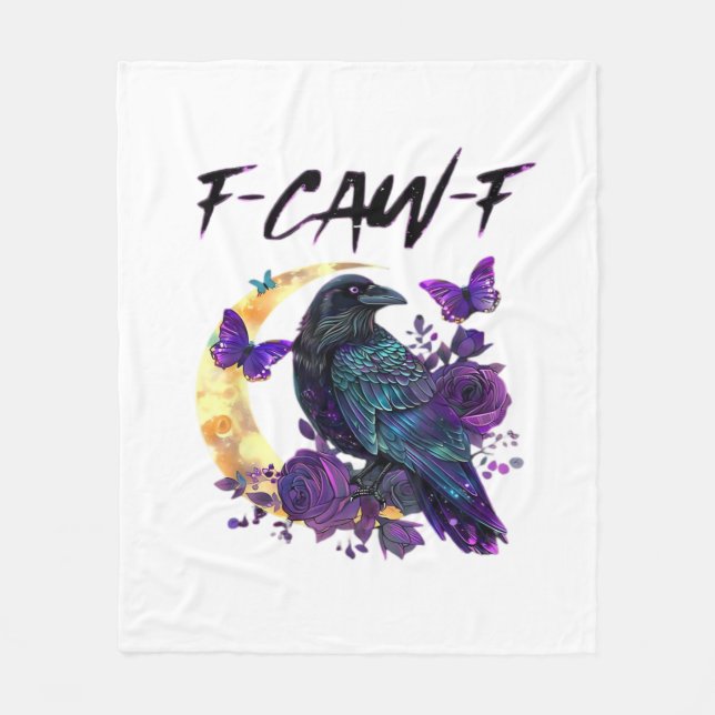 Crow F Caw F Funny Bird Moon Gothic Design Fleece Blanket (Front)