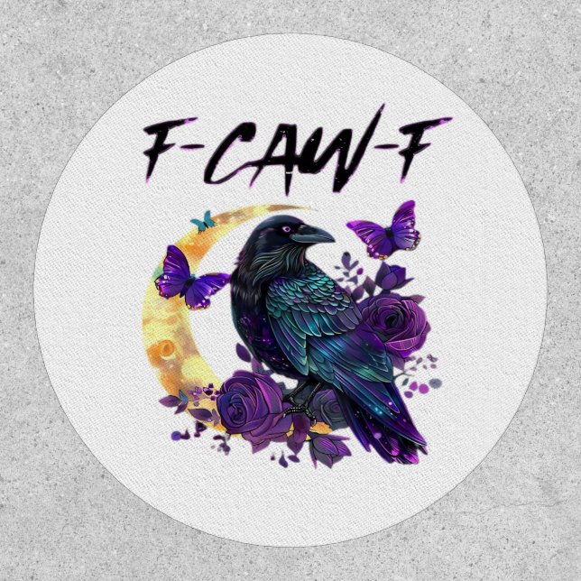 Crow F Caw F Funny Bird Moon Gothic Design Patch (Front)