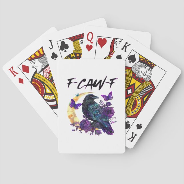 Crow F Caw F Funny Bird Moon Gothic Design Poker Cards (Back)