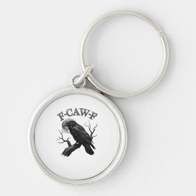 Crow, F-Caw-F Funny Bird Moon Gothic Tri-Blend Cre Keychain (Front)