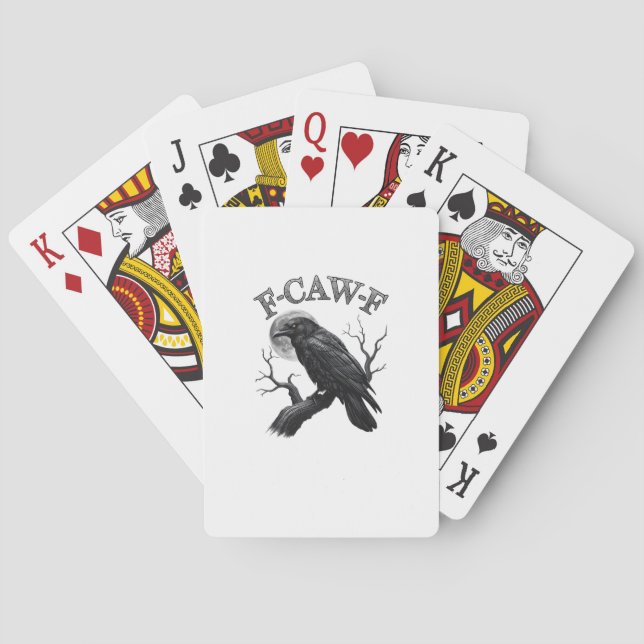 Crow, F-Caw-F Funny Bird Moon Gothic Tri-Blend Cre Poker Cards (Back)