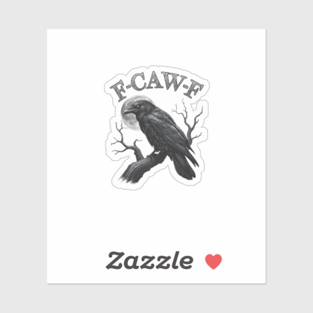 Crow, F-Caw-F Funny Bird Moon Gothic Tri-Blend Cre Sticker (Sheet)