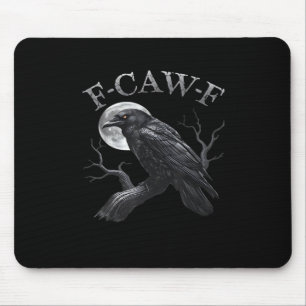 Crow F-Caw-F Funny Bird Moon Retro Classic Mouse Pad