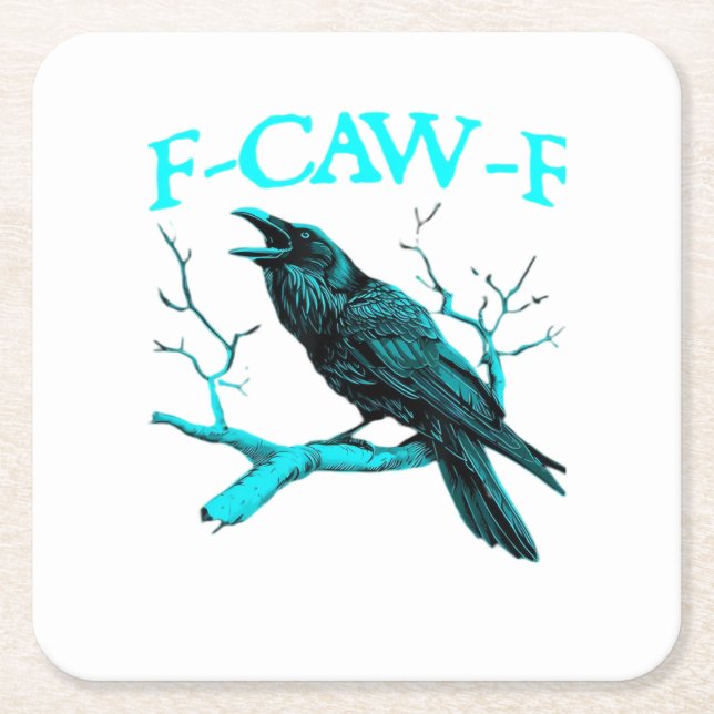 Crow F-Caw-F Funny Bird Retro Design Creative Styl Square Paper Coaster (Front)