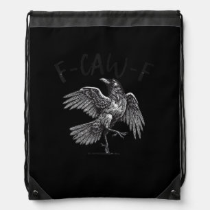 Crow, F-Caw-F Funny Bird Retro Graphic Drawstring Bag