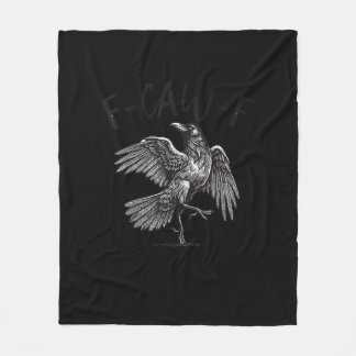 Crow, F-Caw-F Funny Bird Retro Graphic Fleece Blanket