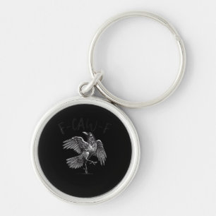 Crow, F-Caw-F Funny Bird Retro Graphic Keychain