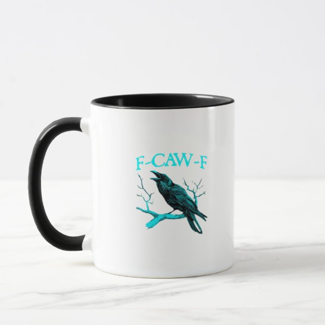 Crow F-Caw-F Funny Bird Retro Mug (Left)