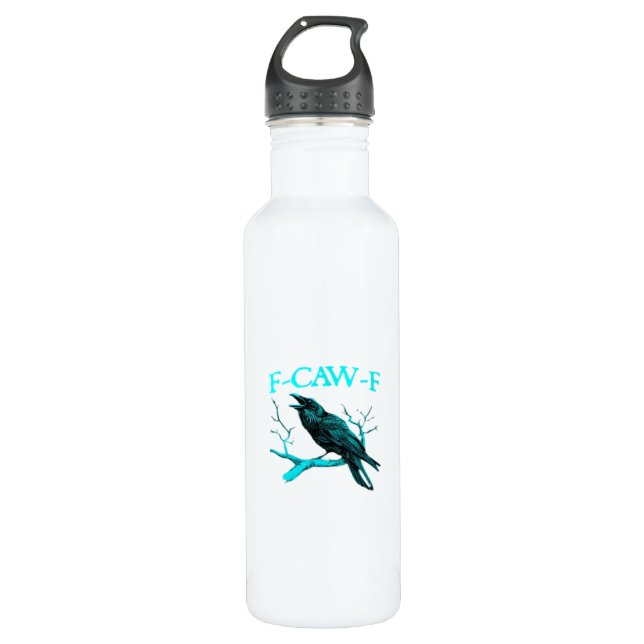 Crow F-Caw-F Funny Bird Retro Stainless Steel Water Bottle (Front)