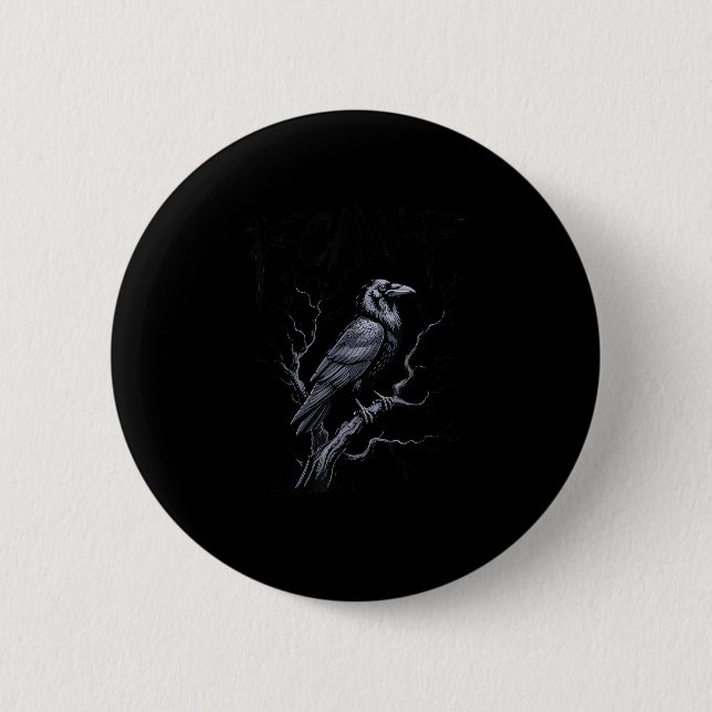 Crow F-Caw-F Funny Bird Saying Humor Meme Button (Front)