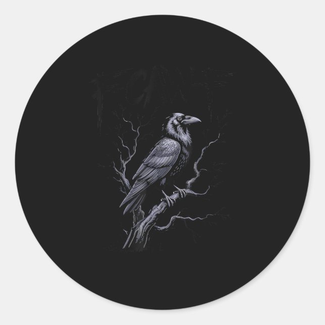 Crow F-Caw-F Funny Bird Saying Humor Meme Classic Round Sticker (Front)