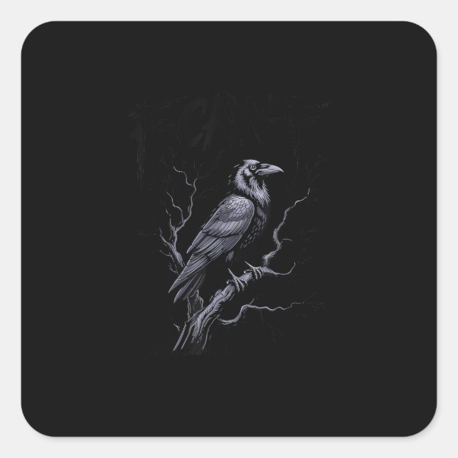 Crow F-Caw-F Funny Bird Saying Humor Meme Square Sticker (Front)